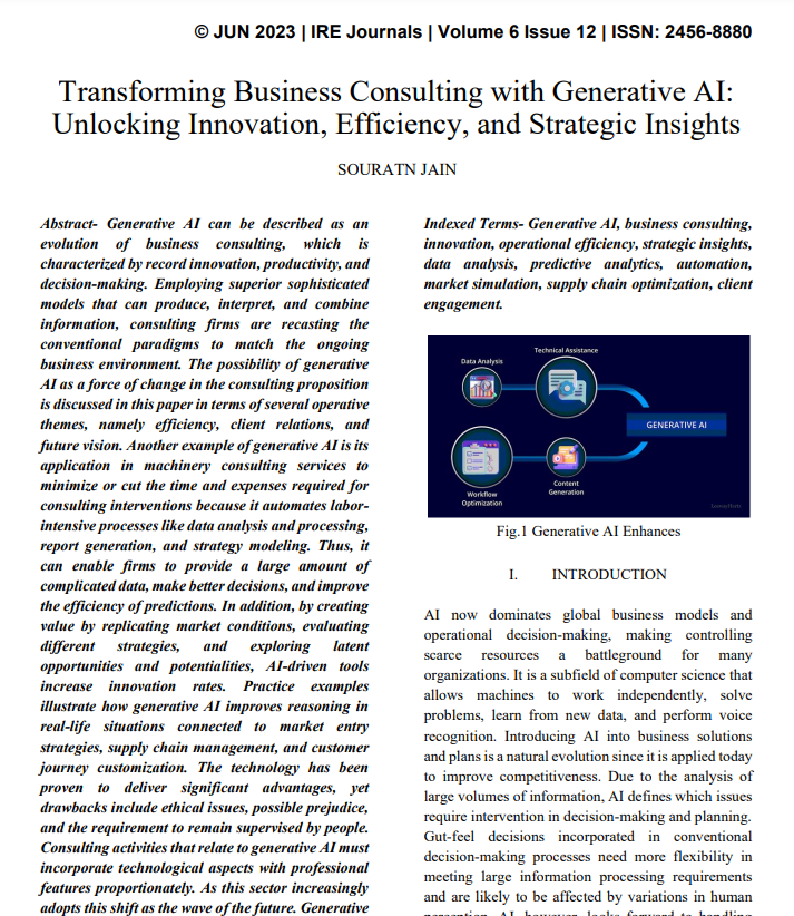 Article: Transforming Business Consulting with Generative AI: Unlocking Innovation, Efficiency, and Strategic Insights