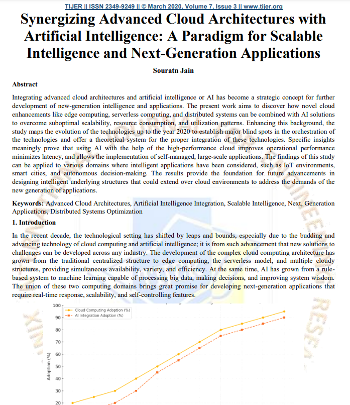 Article: Synergizing Advanced Cloud Architectures with Artificial Intelligence: A Paradigm for Scalable Intelligence and Next-Generation Applications